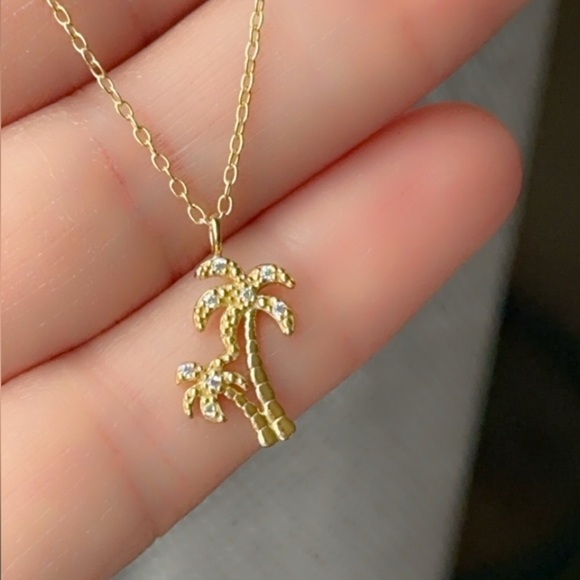 14k Gold Vermeil Palm Tree Necklace - Picture 12 of 12